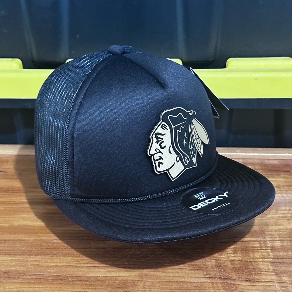 Chicago Blackhawks foam Trucker Hat  Flat Bill Snapback